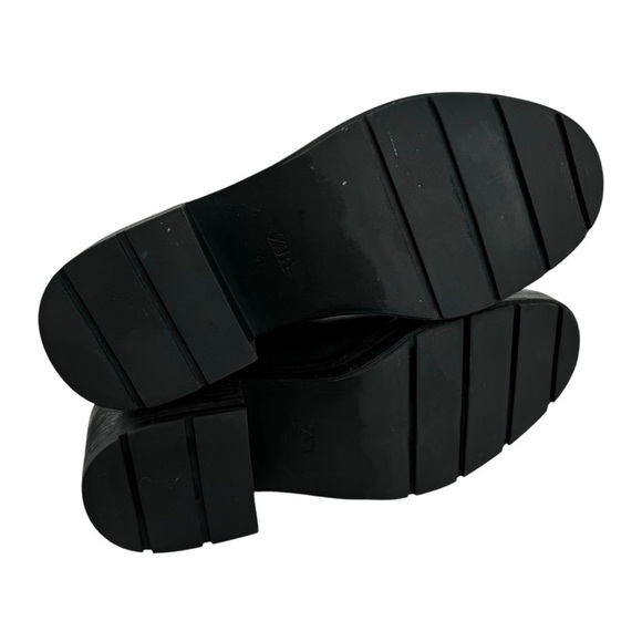 Zara Leather Ankle Platform Combat Boots Chunky Sole 1124/010 Women's Size 41 - Picture 9 of 16